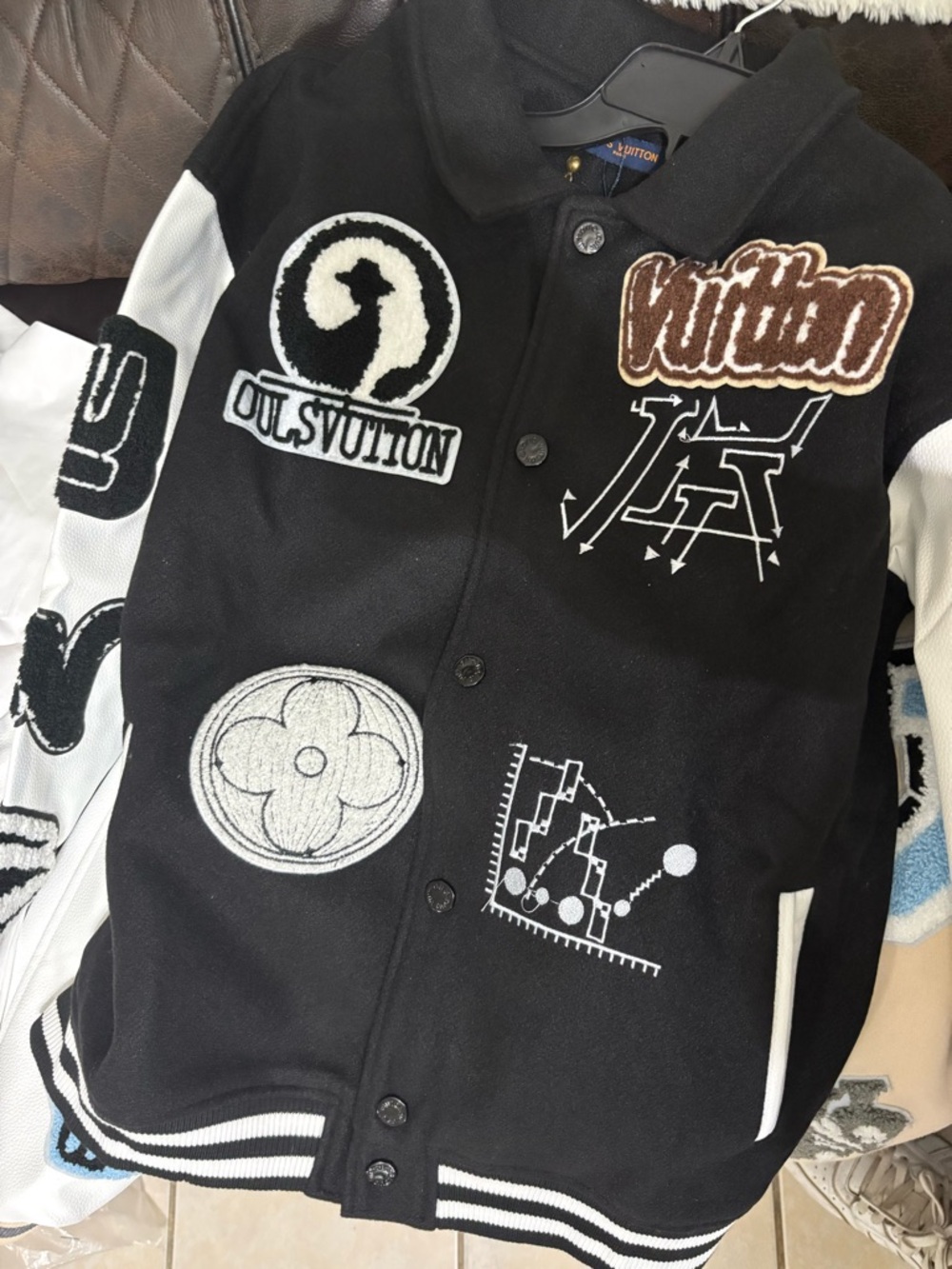 Black & White Patch Letterman Jacket